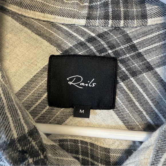 Rails Men’s Brushed Lennox Charcoal Glen Gray Long Sleeve Flannel Shirt Medium - Picture 4 of 7